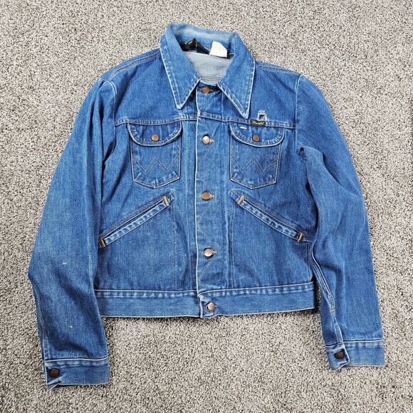 Wrangler Other - Vintage Wrangler Jacket Mens Small 126NV No Fault Denim Jean 1970s Distress USA